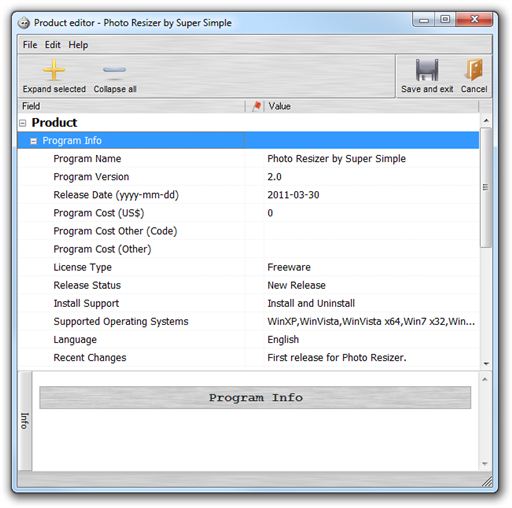 Product import screen for RoboSoft